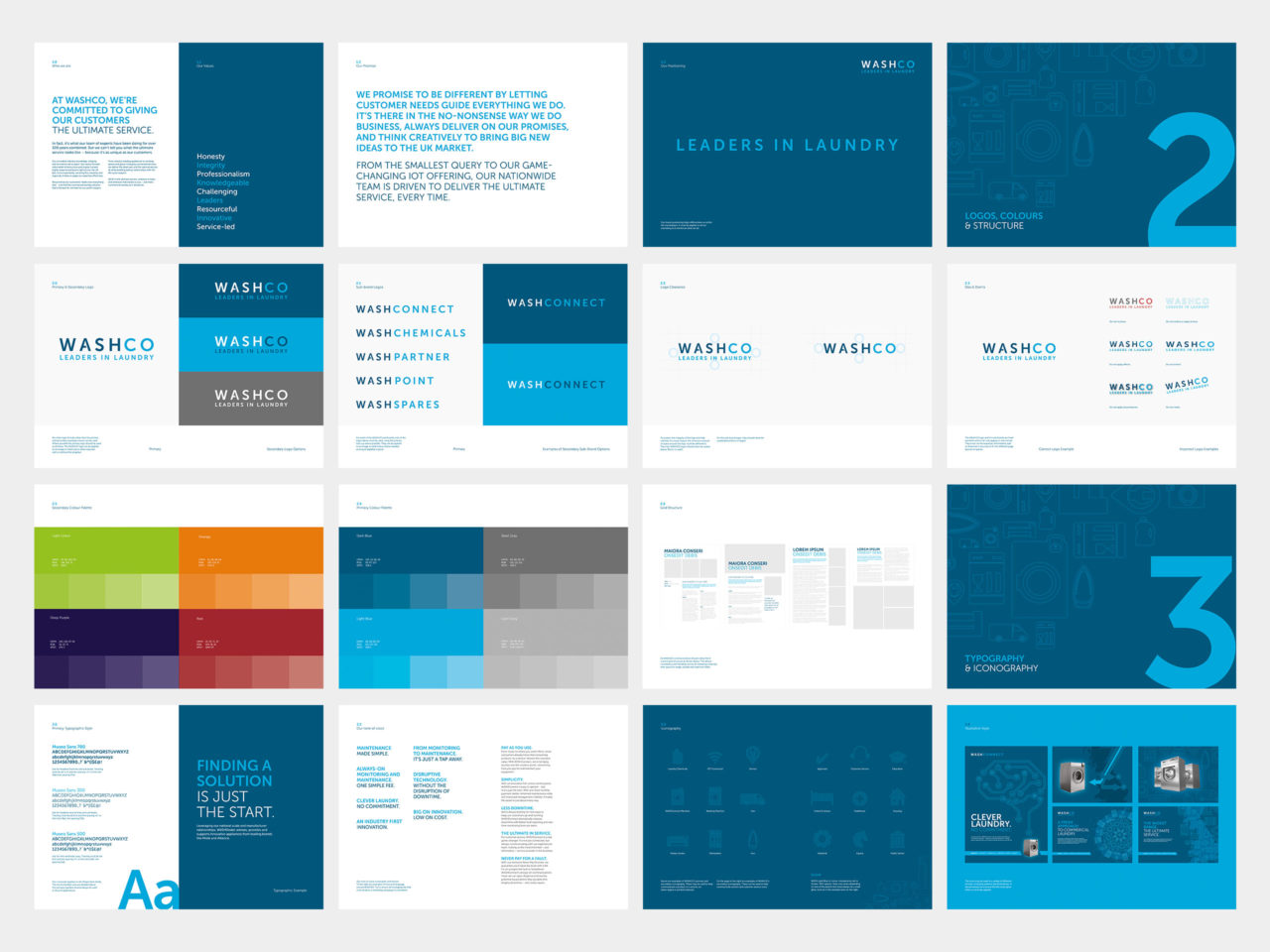 Image of pages from WashCo's new brand guidelines document