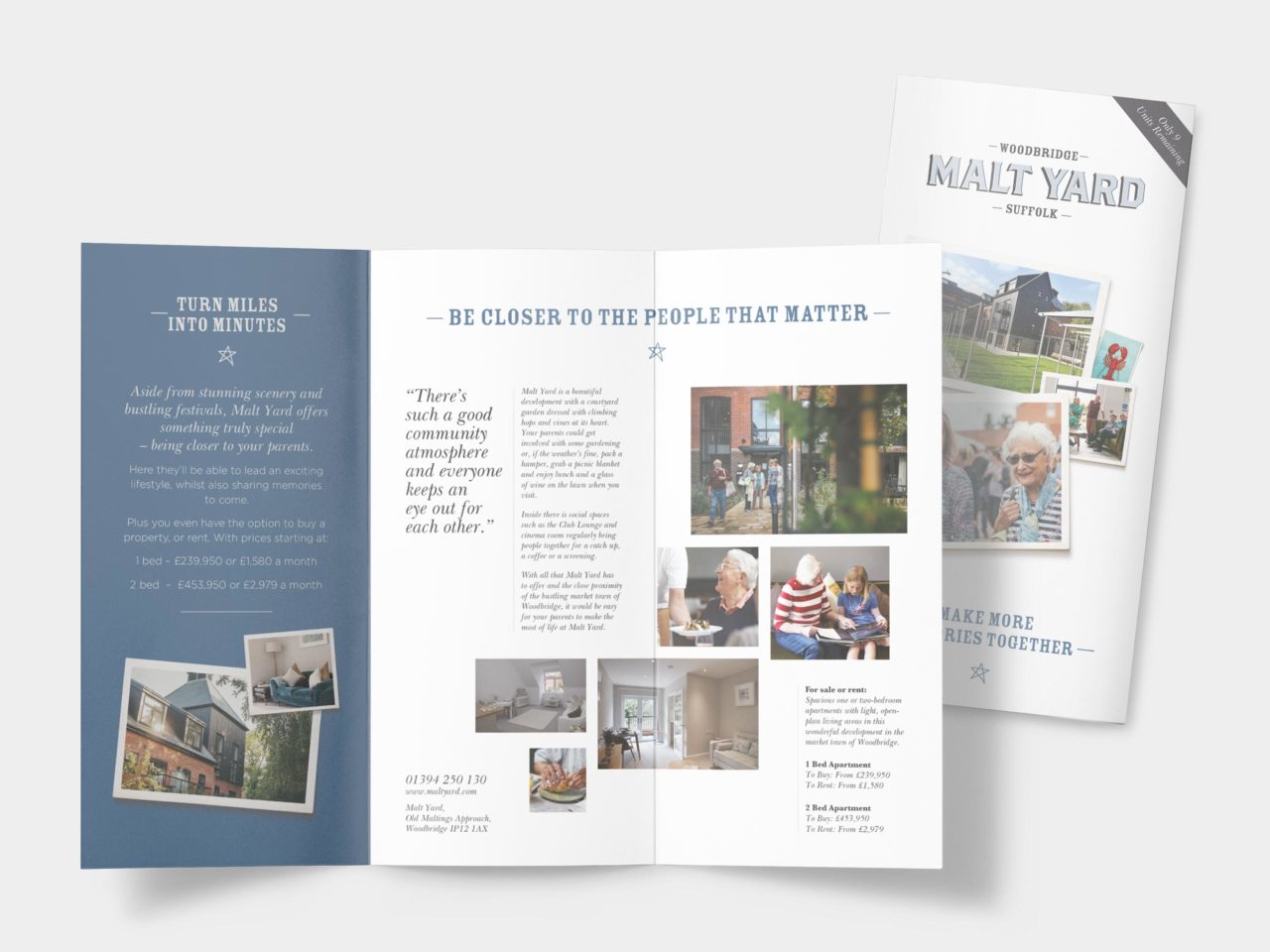 An image of a tri-fold leaflet showing lifestyle photos and messaging for a PegasusLife development.