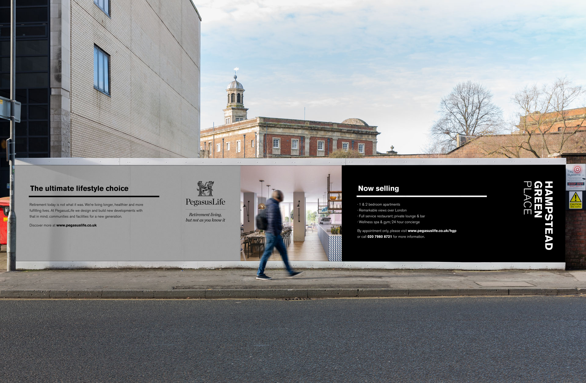 An image to show external hoardings for a PegasusLife retirement development.